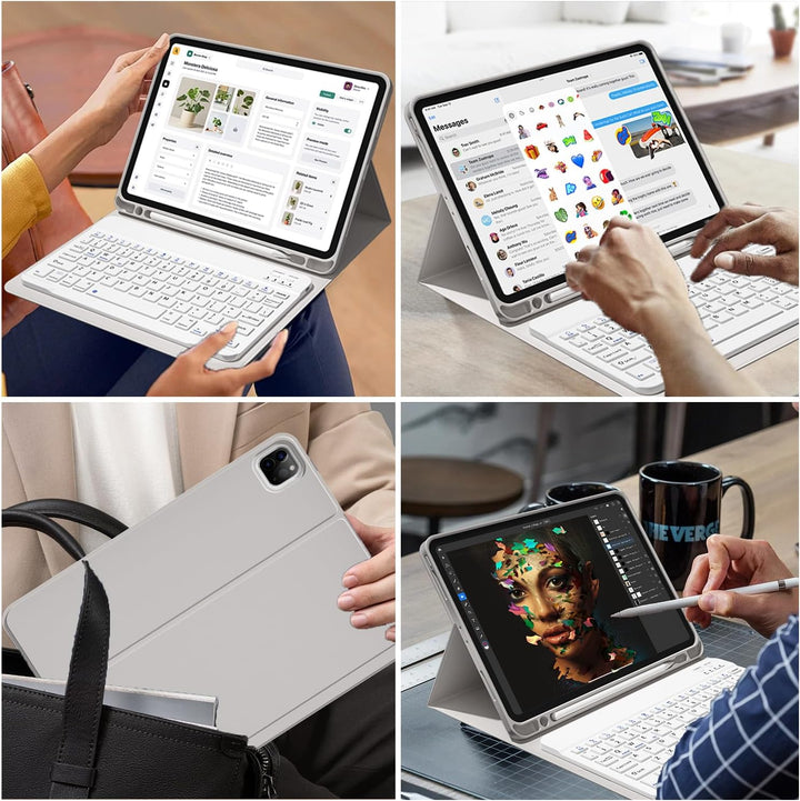 JKSML Tastatur Hülle für iPad Pro 11" 4.Gen 2022/3.Gen 2021/2.Gen 2020 mit Pencil Halter, Soft TPU R