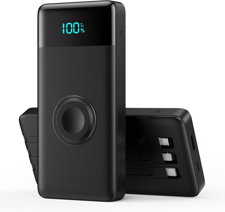 Powerbank 10800mAh mit Kabel Integrierten & Ladegerät für Apple Watch, 6-in-1 Power Bank PD 25W+QC4.