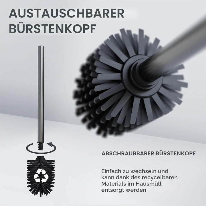 ovimar Toilettenbürste Kniven Gunmetal matt | Silikon Klobürste | Belüftungsfunktion | frei stehend