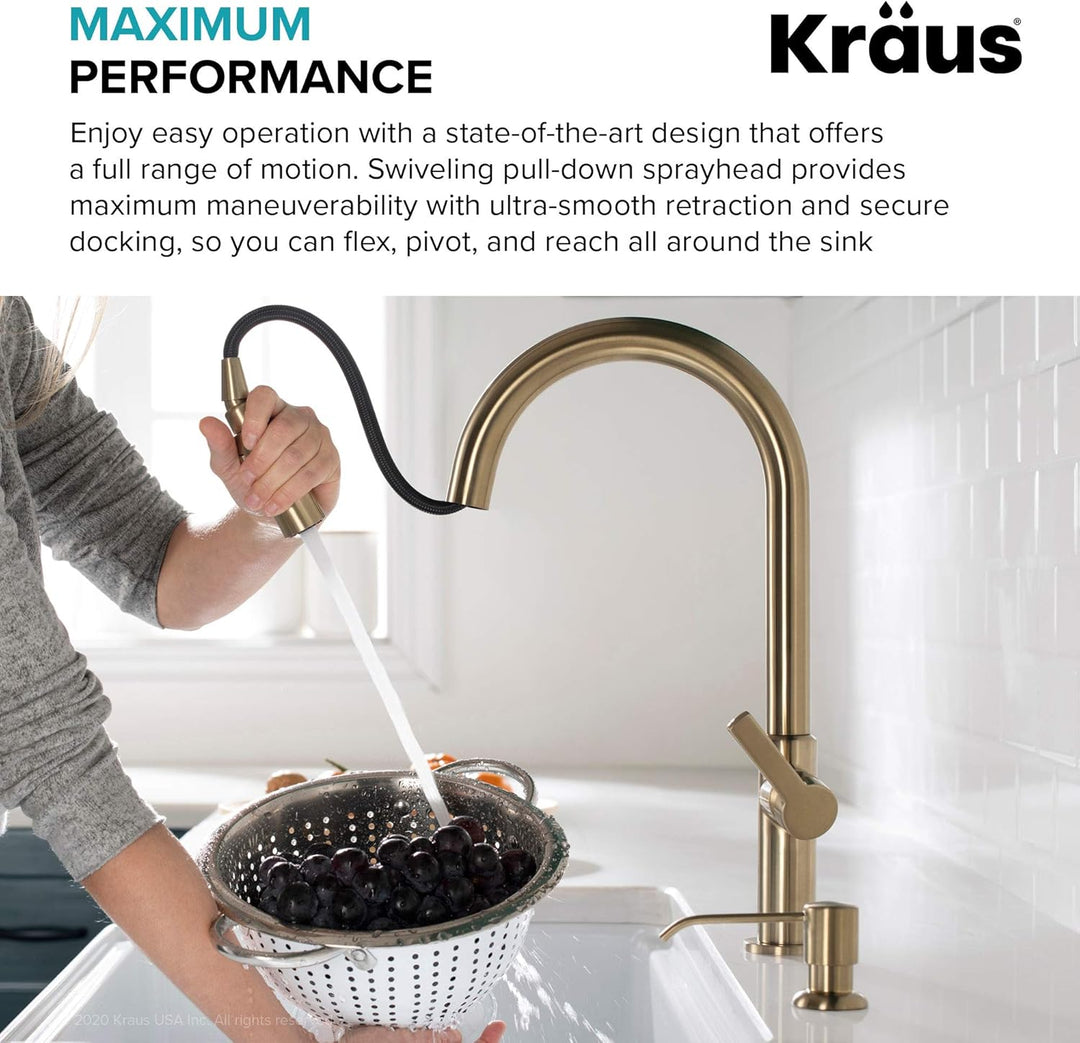 Kraus KPF-2820SFS Oletto Einhandgriff ausziehbare Küchenarmatur 43,2 cm Spotfrei Edelstahl 17 Inch F