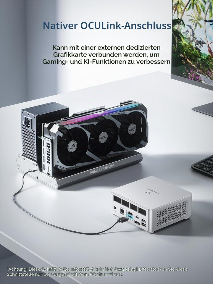 MINIS FORUM UM880 Plus Mini PC, AMD Ryzen 7 8845HS(8C/16T, bis zu 5.1GHz), 16GB DDR5-RAM, 512G B SSD