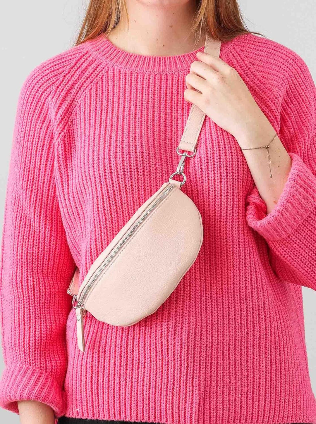 Zwillingsherz Bauchtasche mit Reissverschluss 100% Echtleder – Hochwertige Damen Bauchtasche Crossba