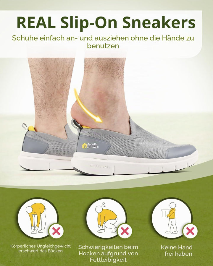 FitVille Herren Slip on Sneakers Extra Weite Leichte Slipper Schuhe Herren extra breit Atmungsaktiv