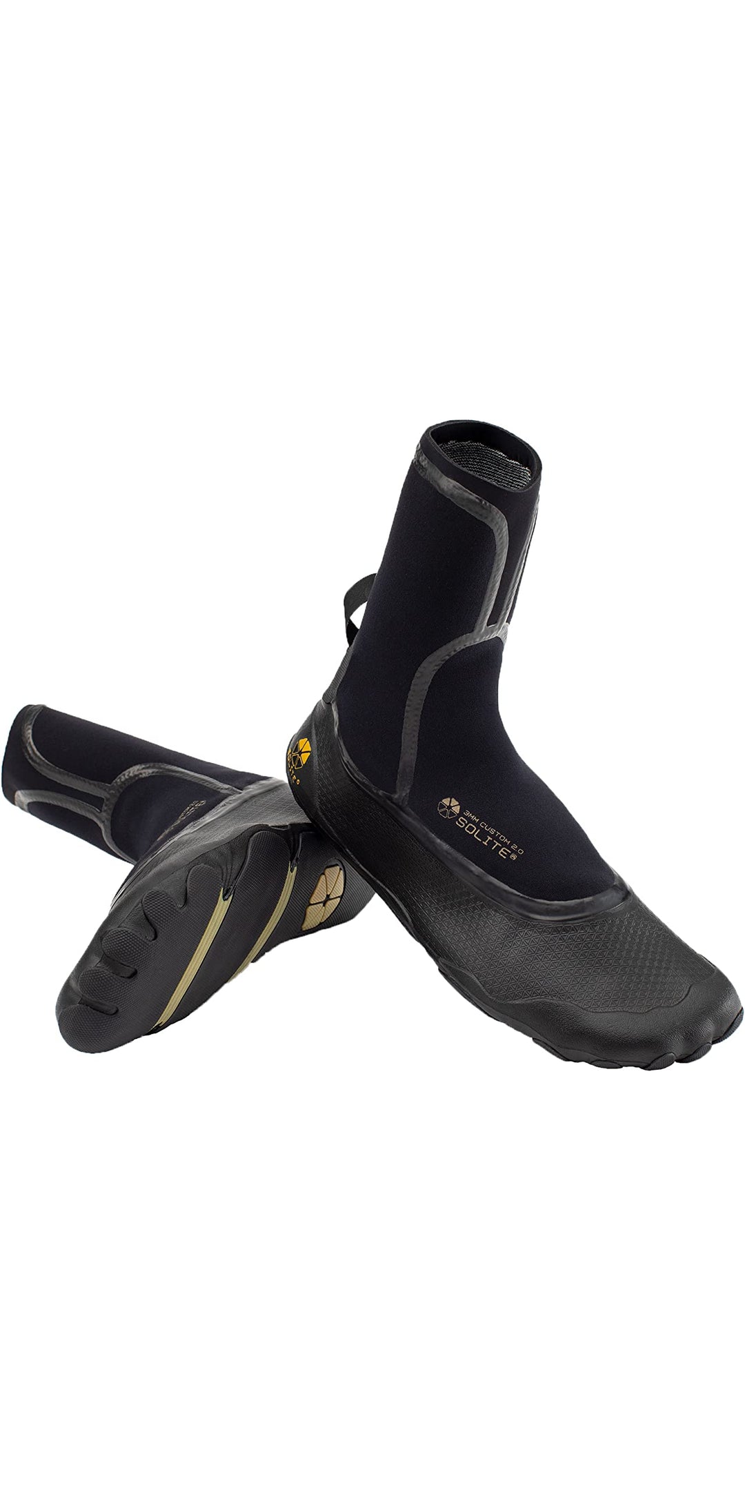 Solite Custom 2.0 3mm Neoprenstiefel - Black Gum - Easy Stretch Schnell Dry - Unisex Footwear Size -