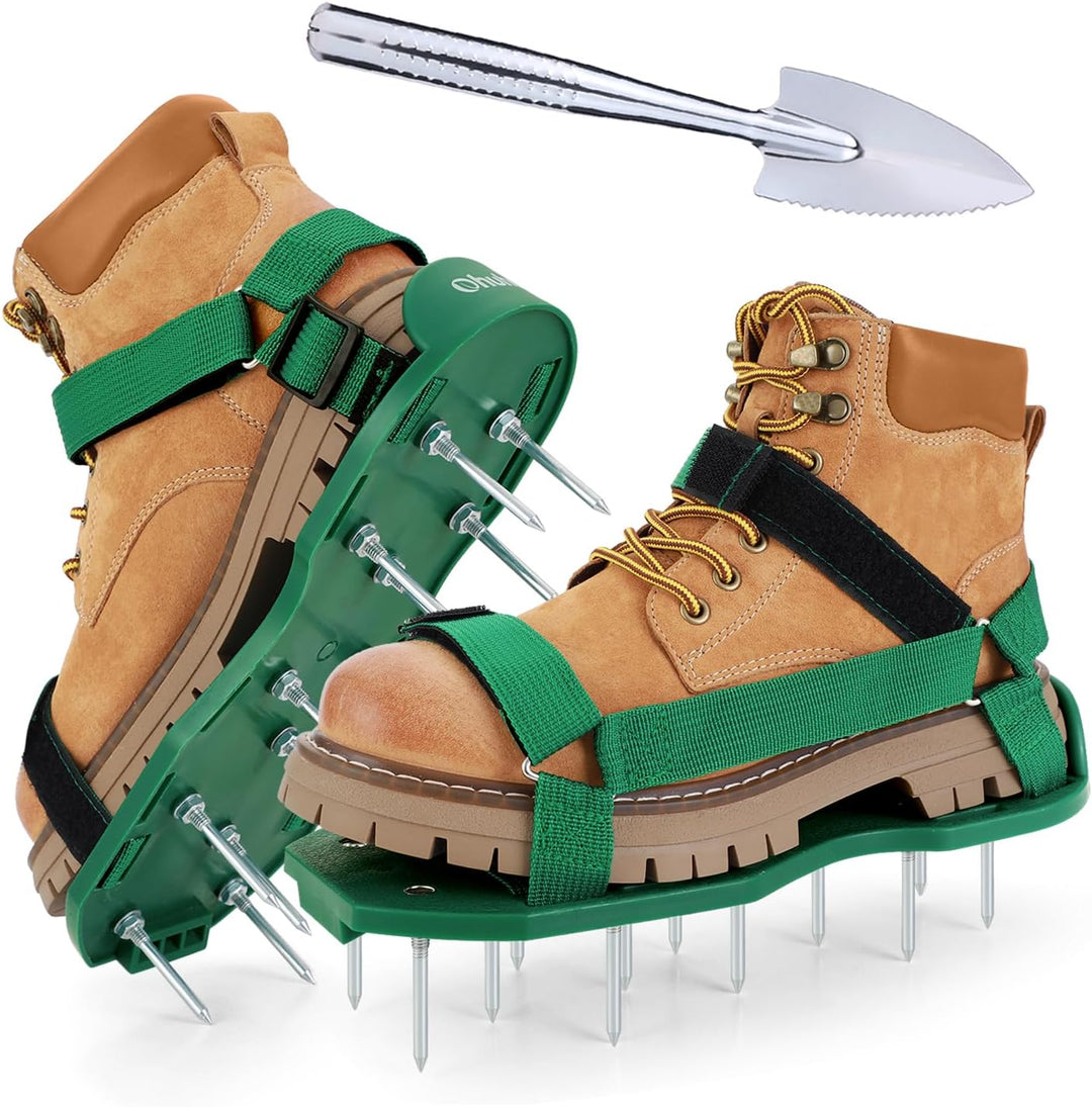 Ohuhu Rasenlüfter Schuhe Nagelschuhe mit Schaufel Kostenlose Installation, Rasenbelüfter Aerifiziere