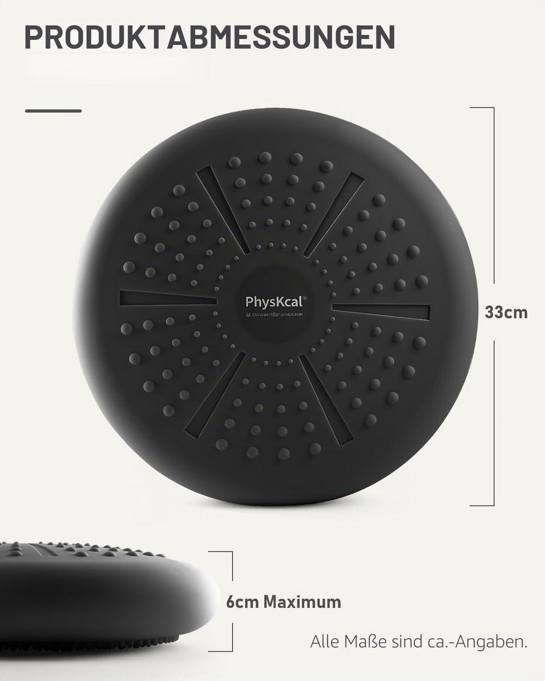 PhysKcal Balance Kissen Mit Pumpe, Comfy-Touch, 33cm Durchmesser, Wackel-Stabilitätskissen für Physi
