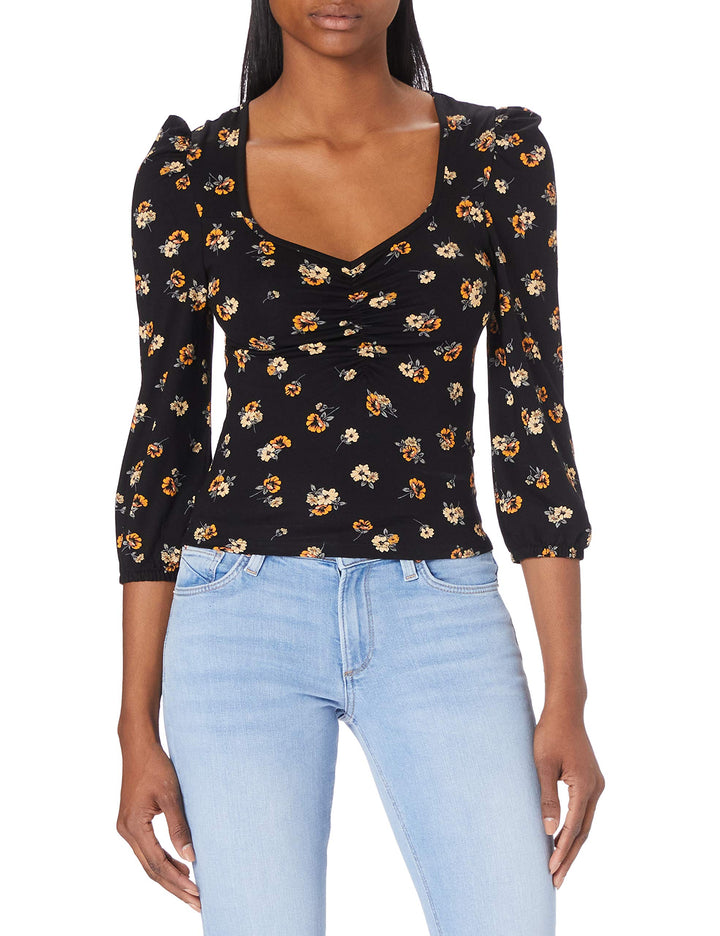 ONLY Women's T-Shirt L Black/Aop:flower, L Black/Aop:flower