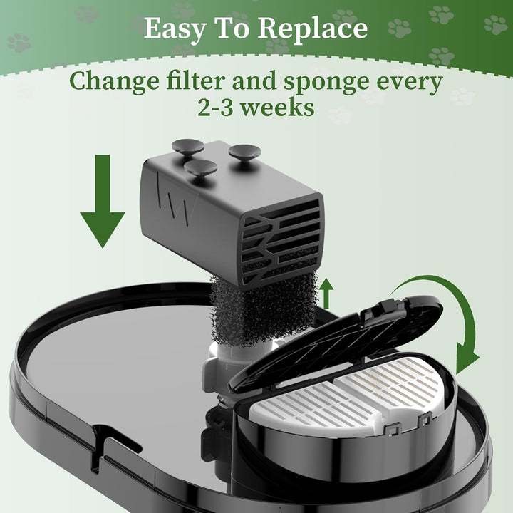 Cat Fountain Filter, 3 Pieces Filters + 3 Pieces Foam Filters for Cat Drinking Fountain, Filtering H