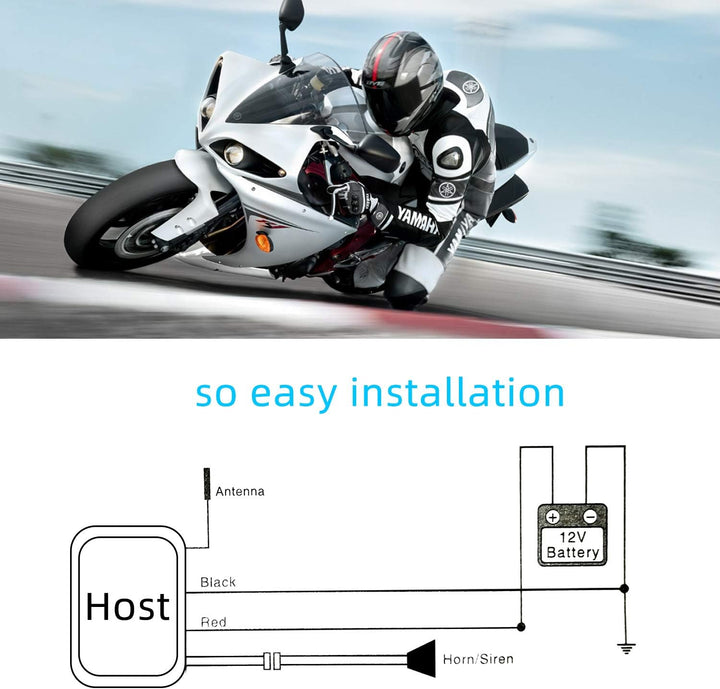 Rupse Motorrad Alarmanlage, Alarm mit 2 Fernbedienung Wasserdicht Diebstahlsicherung Einstellbare Em