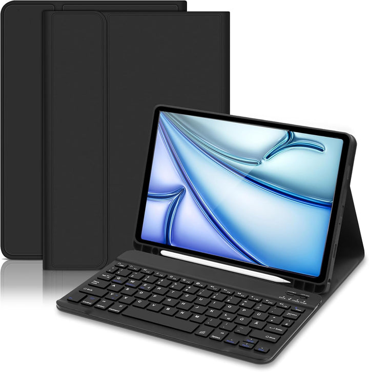 iPad Air 5 Hülle mit Tastatur für iPad Air 6 11 Zoll, Deutsches Taststur Hülle für iPad Air 11 Zoll