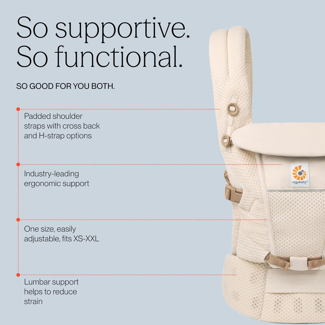Ergobaby Adapt Babytrage für Neugeborene ab Geburt, 3-Positionen SoftFlex Mesh Ergonomische Babybauc