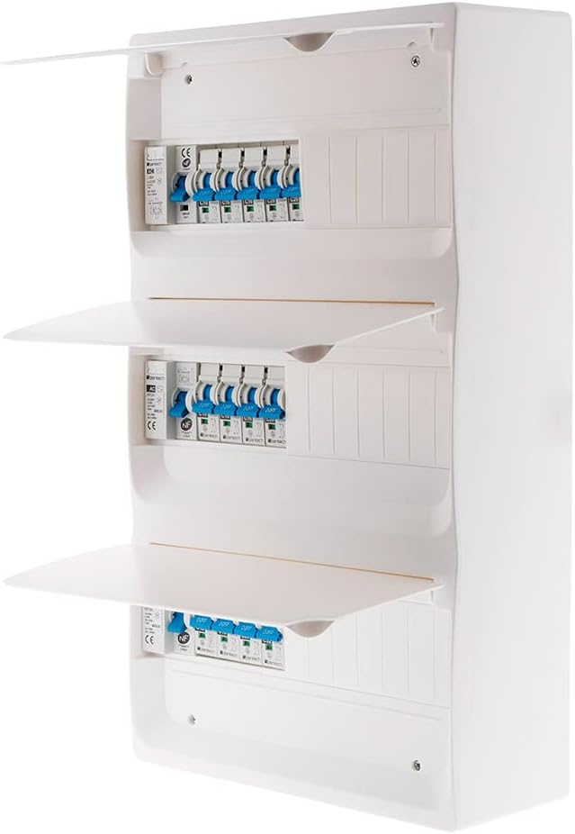 Coffret T5 39 modules Blanc équipé de 13 disjoncteurs et 3 inter. diff. livré avec accessoires
