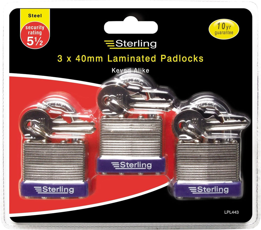 Sterling LPL443 Laminiertes Doppelverriegelung, 40 mm, mit Allen Vorhängeschlössern gleichschliessen
