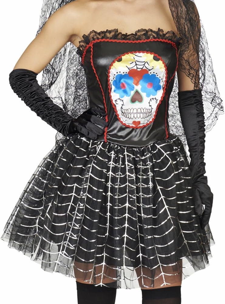 Andrea Moden Day of The Dead Kostüm für Damen Schwarz Gr. 36 38 36-38 Schwarz, 36-38 Schwarz