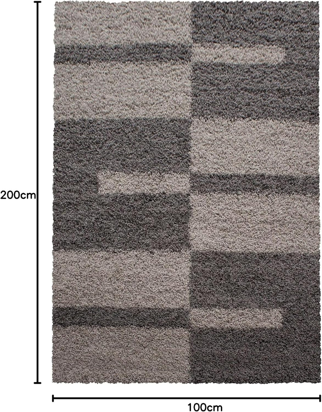 Carpetsale24 Hochflor Teppich 100 x 200 cm Taupe-Beige – Weicher Shaggy Flokati im Karierten Design
