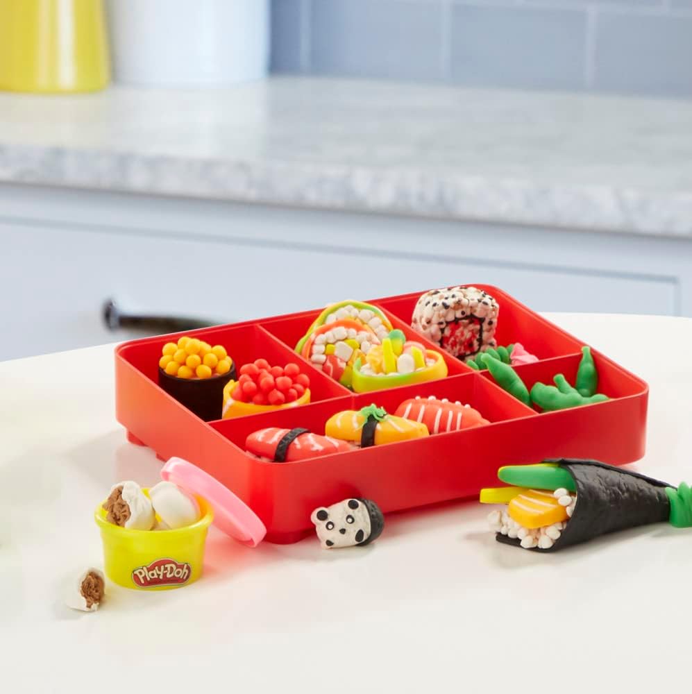 Play-Doh Kitchen Creations Sushi Spielset mit Sushibox für Kinder ab 3 Jahren mit 9 Dosen Sushi Spie