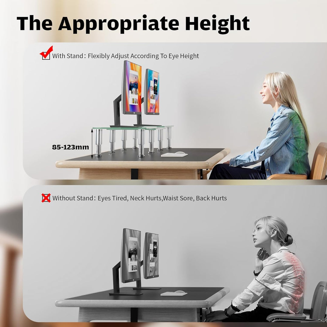 Hemudu Duale Monitor Stand PC-Monitor Ständer mit höhenverstellbarem Multimedia-Tischständer für Fla