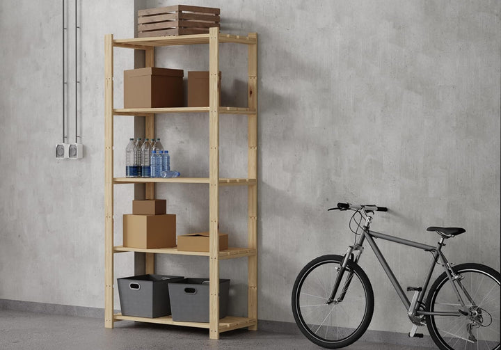 Lenmar Serie B Holzregal, Kiefer, Holz, Hellbeige, B-22 170 x 70 x 40 cm, 5 Böden, Bücherregal, Holz