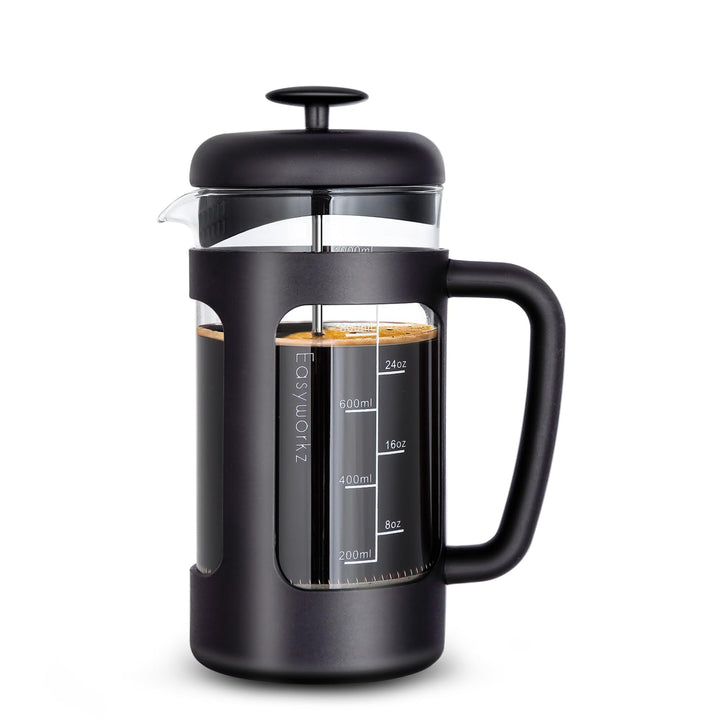 Easyworkz French Press 1000 ml Kaffeebereiter Kaffeepresse mit Borosilikatglas,rutschfester weicher