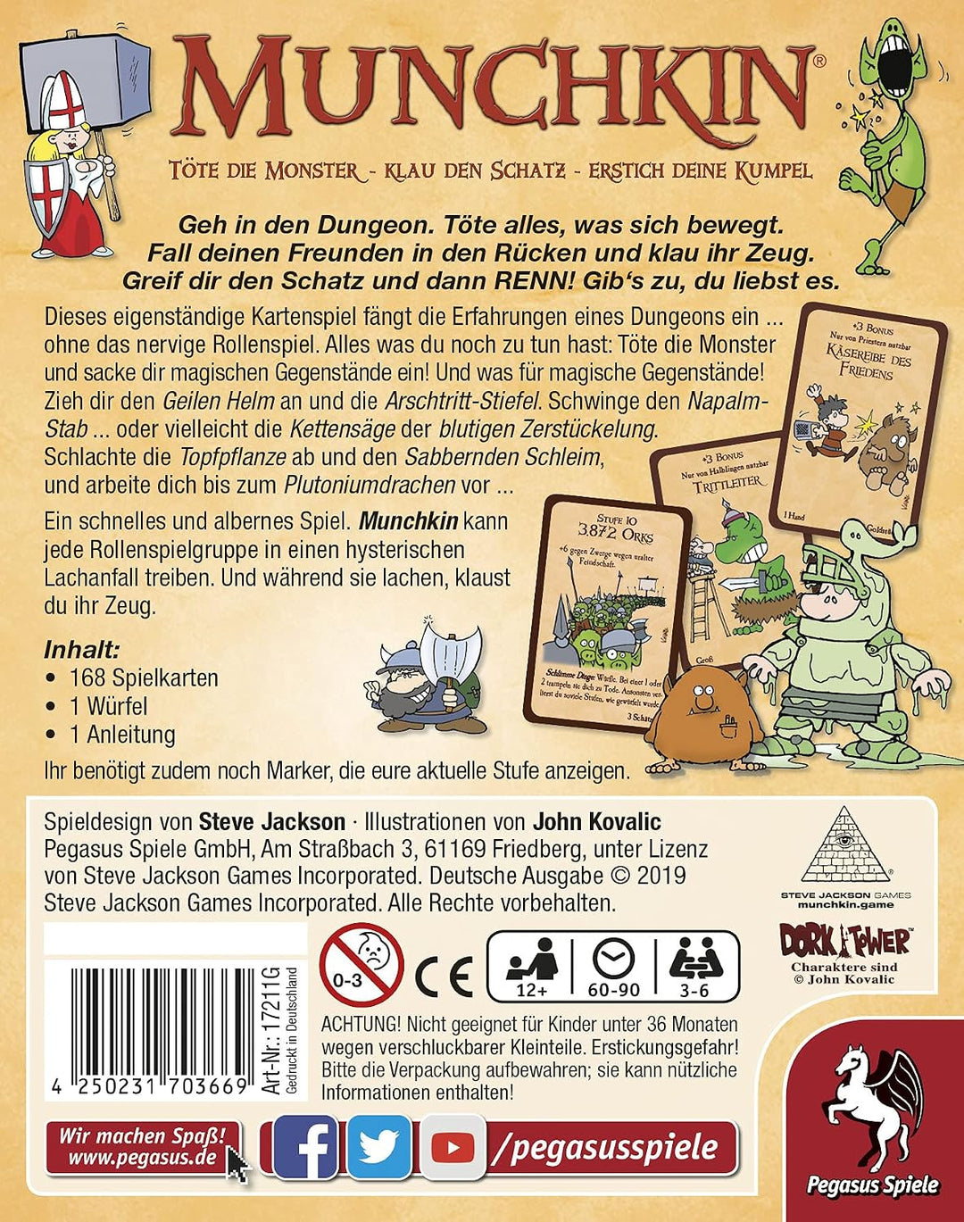 Pegasus Spiele 17211G - Munchkin Kartenspiel (Deutsche Ausgabe)