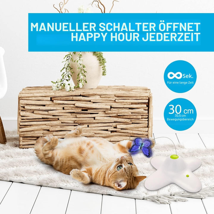 ALL FOR PAWS Interaktives Katzenspielzeug für den Innenbereich, mit 360 ° drehbarem Schmetterling, S