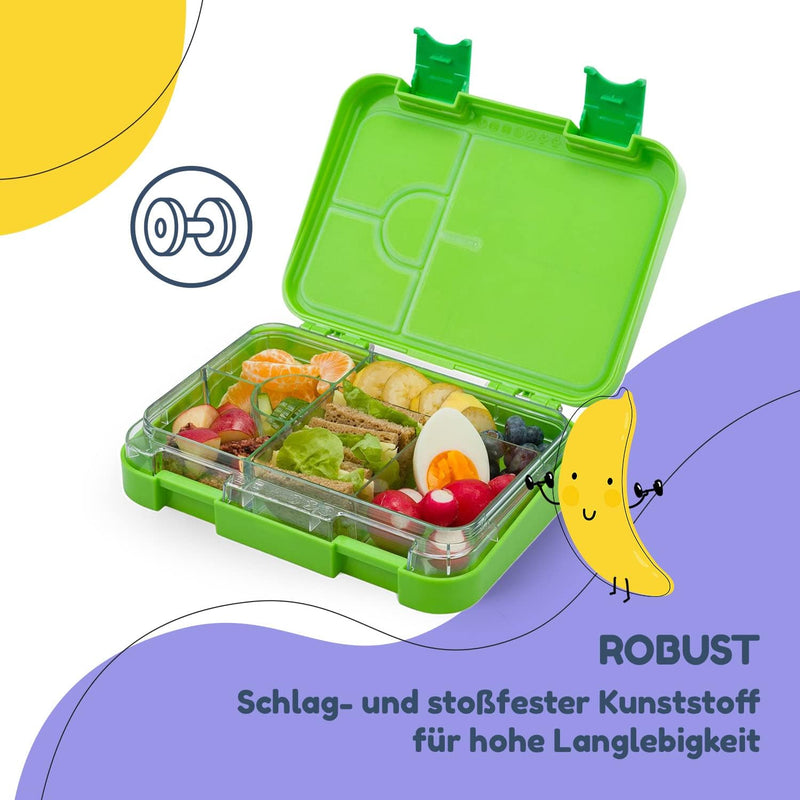 schmatzfatz Lunchbox für Kinder, Lunchbox, Bento-Box, bunt, Brotdose für Kinder, BPA-frei, wasserdic