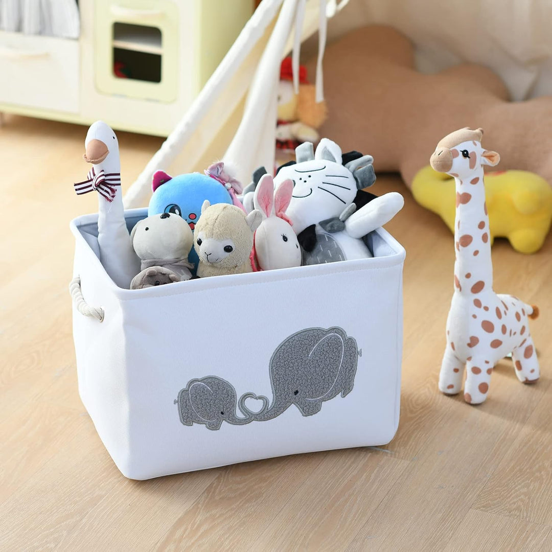 INough Aufbewahrungskorb für Kinderzimmer, Faltbar Spielzeugkorb Grosser Wäschekörbe Elefant Spielze