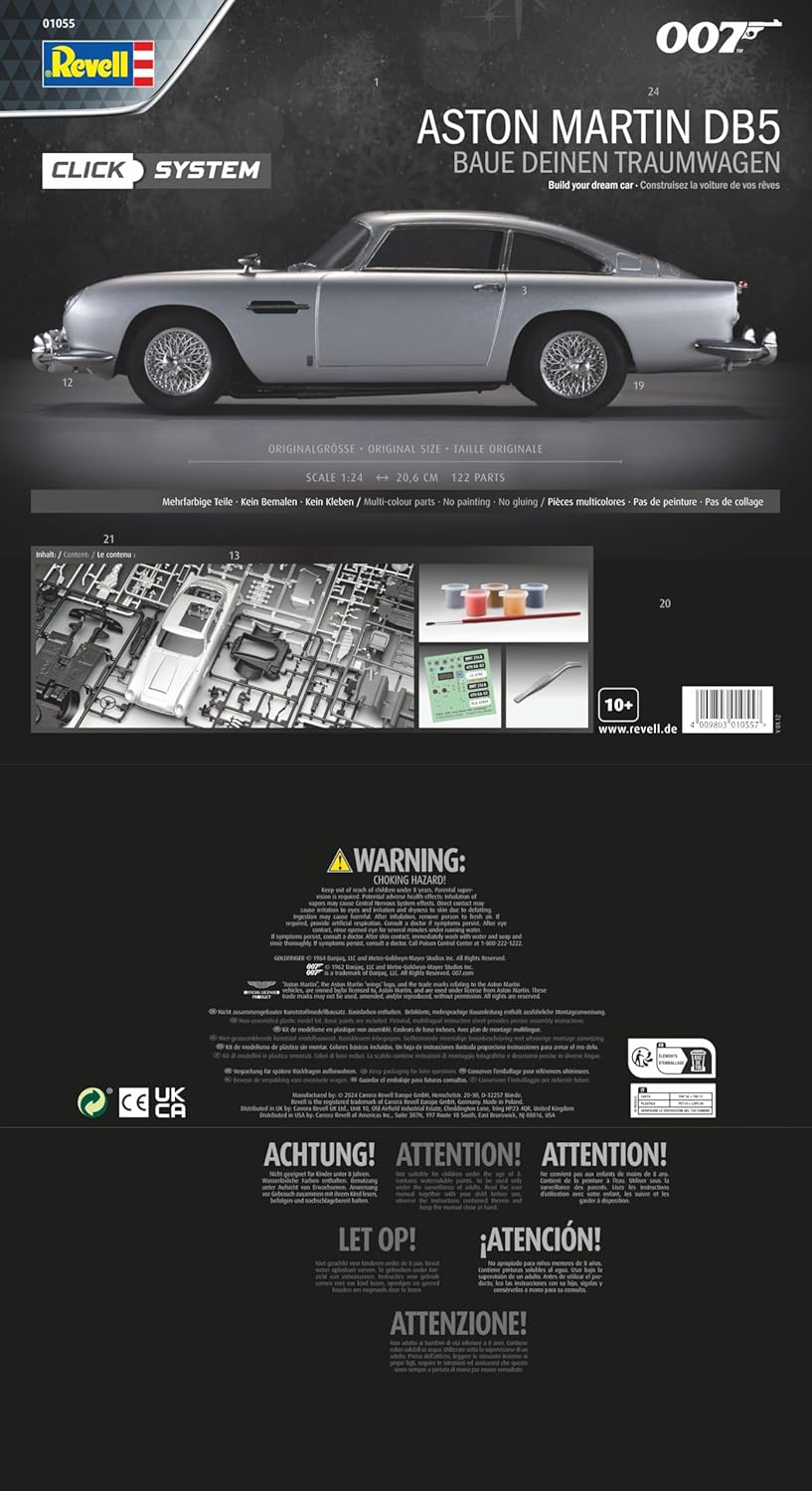 Revell Adventskalender James Bond Aston Martin DB5, James Bonds Auto in 24 Tagen zusammenbauen, Adve