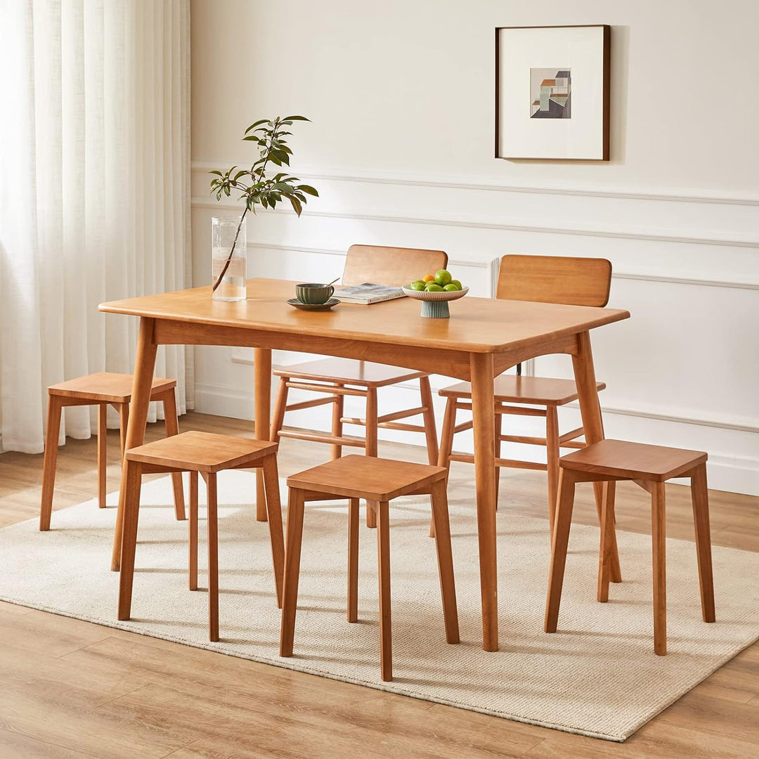 IBUYKE 4er Set Esszimmerhocker, Holzstapelstuhl mit Rutschfester Matte, Stapelhocker für Klassenzimm