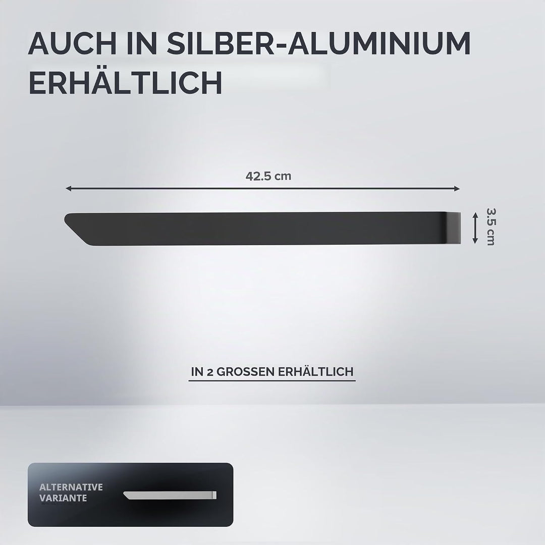 Handtuchhalter Svenskoya Schwarz aus gebürstetem Aluminium | zum Kleben | 40cm | modernes Schlichtes