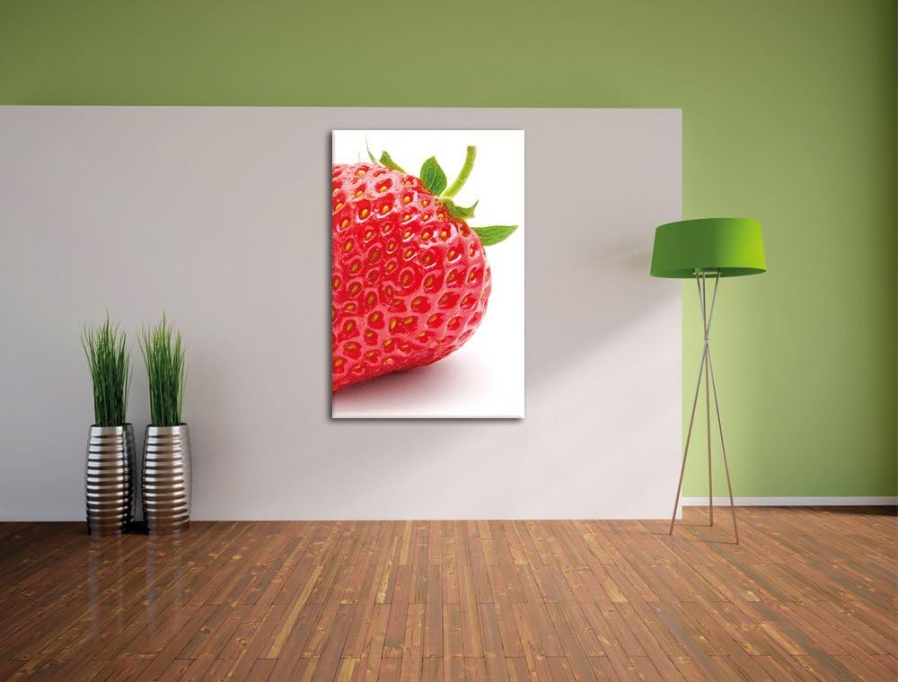 Erdbeere Strawberry Obst, Format: 100x70 auf Leinwand, XXL riesige Bilder fertig gerahmt mit Keilrah