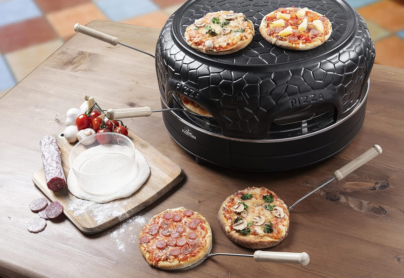 Bestron Pizzaofen für bis zu 6 Personen, Pizza dome für kleine Pizzen (Ø 10 cm), mit Keramik-Kuppel,