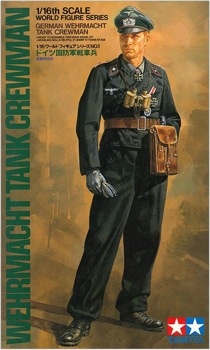 Tamiya 300036301-1:16 WWII Figur Deutscher Panzersoldat, originalgetreue Nachbildung, Plastik Bausat