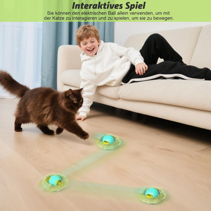 Interaktives Katzenspielzeug für Indoor-Katzen - Automatischer Rollball in Spielmatte, Versteck-und-