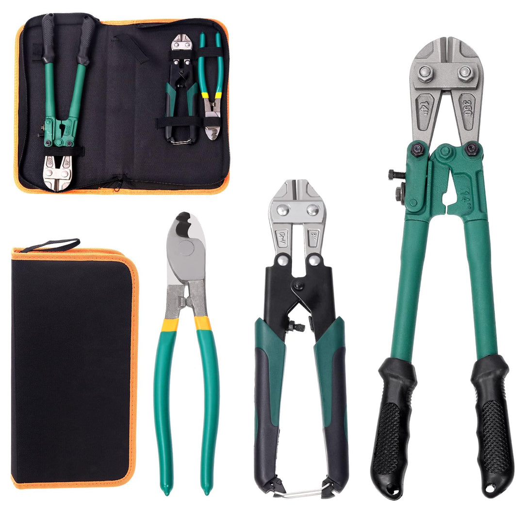 Swpeet Mini Bolt Cutter, 3Pcs Bolzenschneider und Kabelschneider Zangen Set, 8 Zoll Bolzenschneider