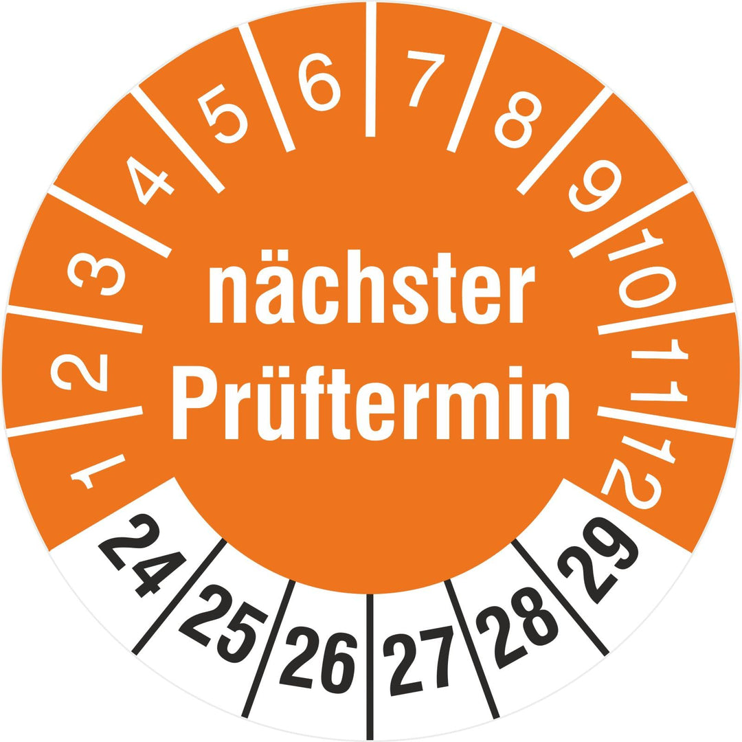 1000 Stück Prüfplakette 30 mm nächster Prüftermin 2024-2029 Prüfetiketten auf Rolle stark haftend 10