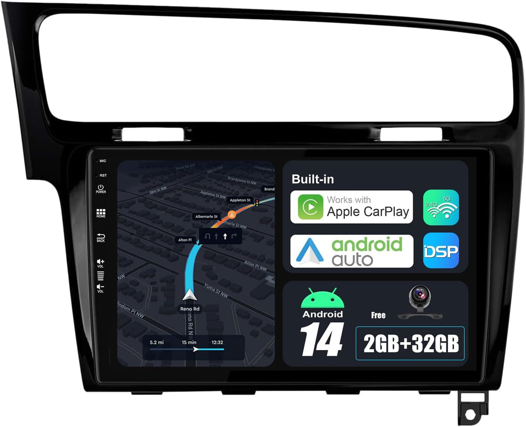 BXLIYER Android 12 IPS Autoradio Passt für Golf 7 (2013-2018) - Eingebautes CarPlay Android Auto - K