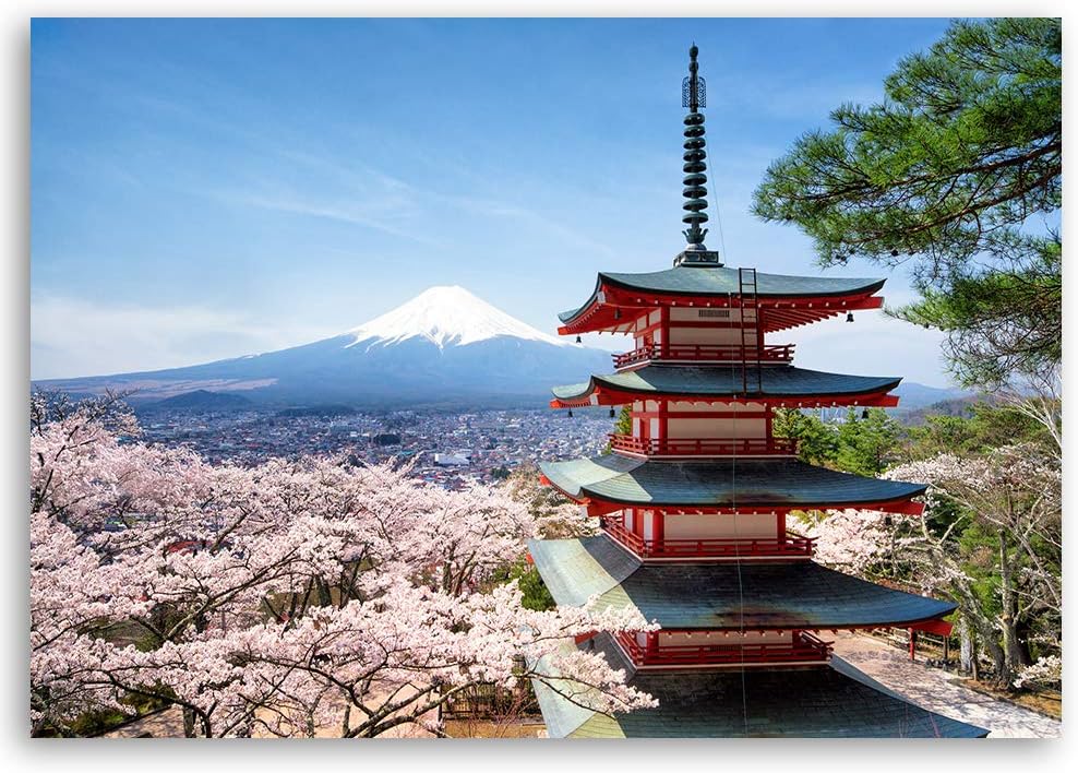 Leinwandbild XXL Japan Wandbild Kunst Architektur Blau 120x80 cm Leinwandbild 120x80 cm Blau_b, Lein