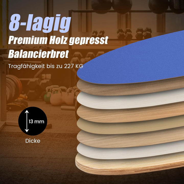 COSTWAY Balance Board aus Holz, Balancebrett, Balance Trainer Trickboard für zuhause, inkl. Korkroll