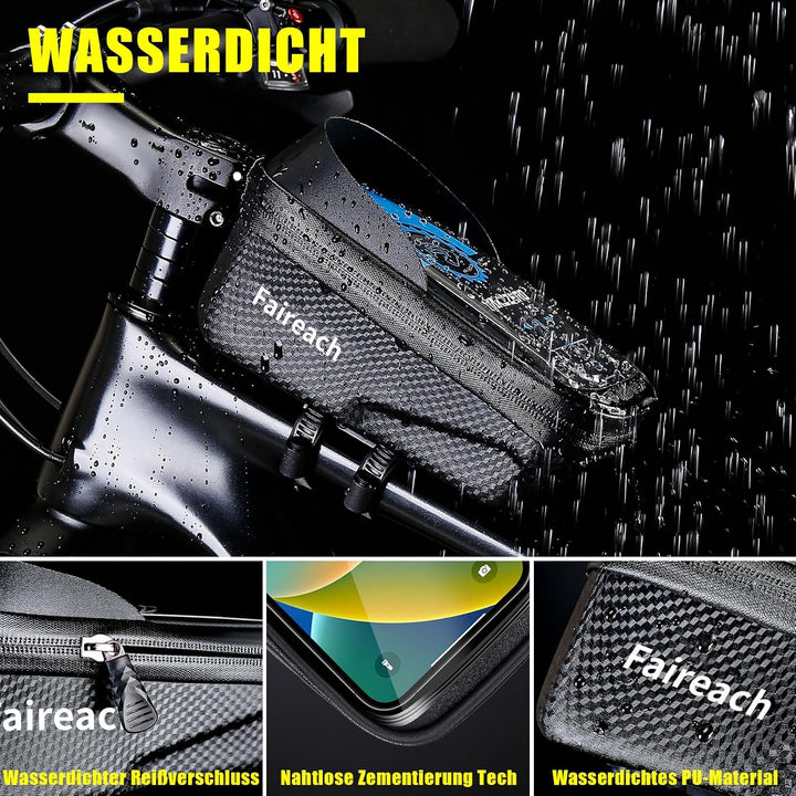 Faireach Fahrradtasche Rahmen Schnellverschluss, Fahrrad Rahmentasche Wasserdicht mit Grosse Kapazit