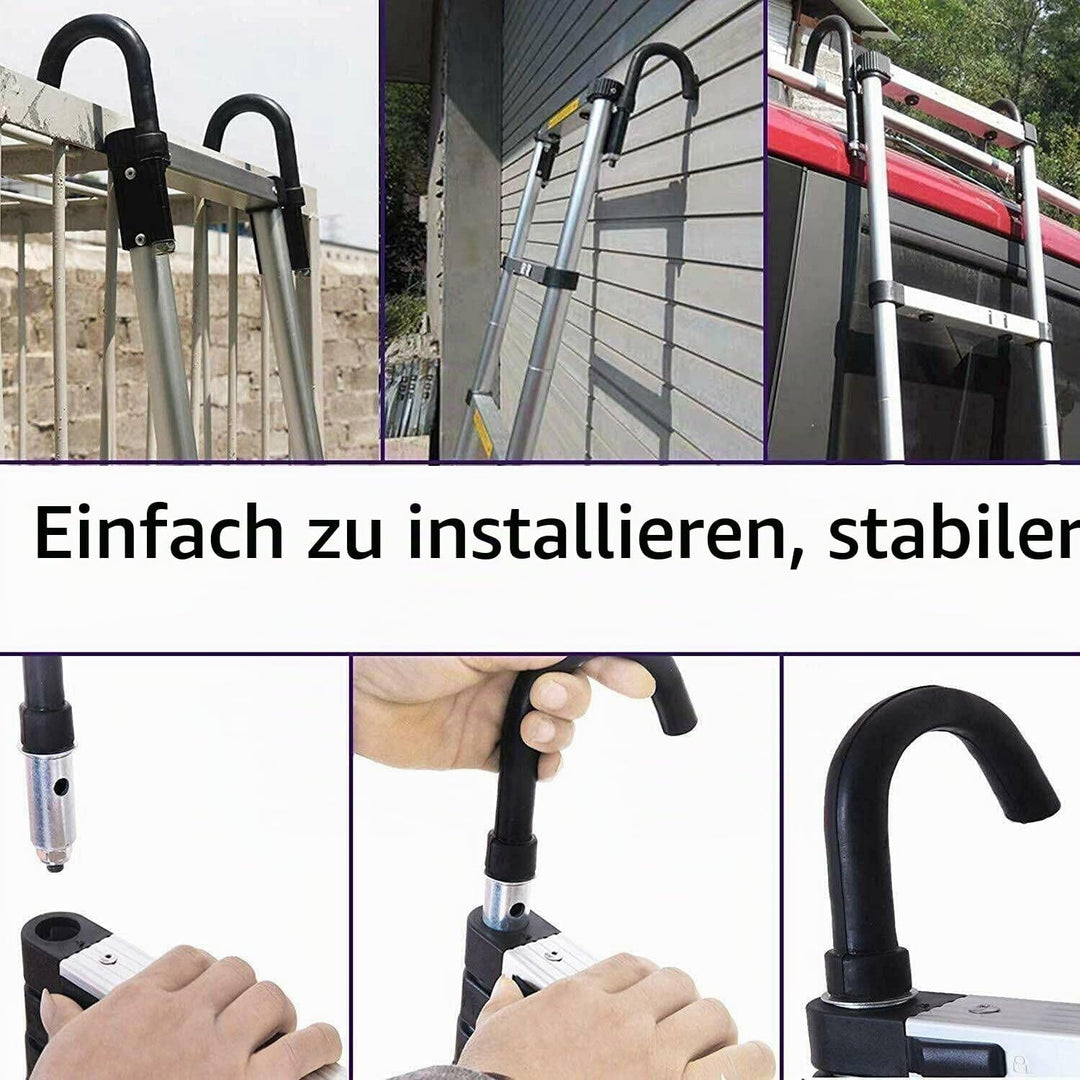 5 m Teleskopleiter mit Dachhaken-Kit Aluminium, tragbar, multifunktional, faltbar, tragbar, strapazi