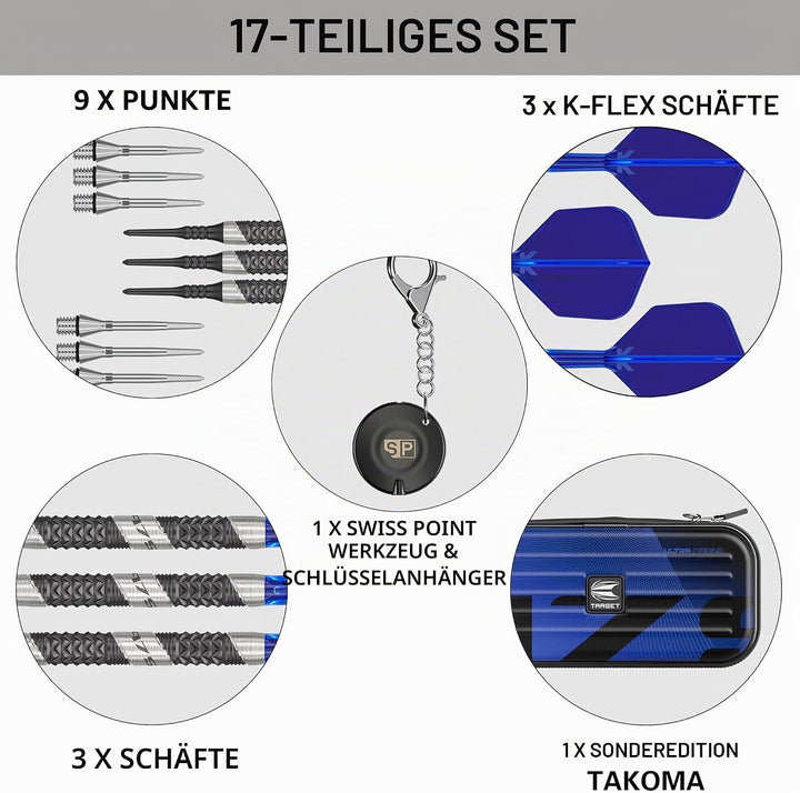 Target Darts 975 Ultra Marine 97.5% Wolfram Soft Tip Dart Satz with K-Flex 20G, 20G