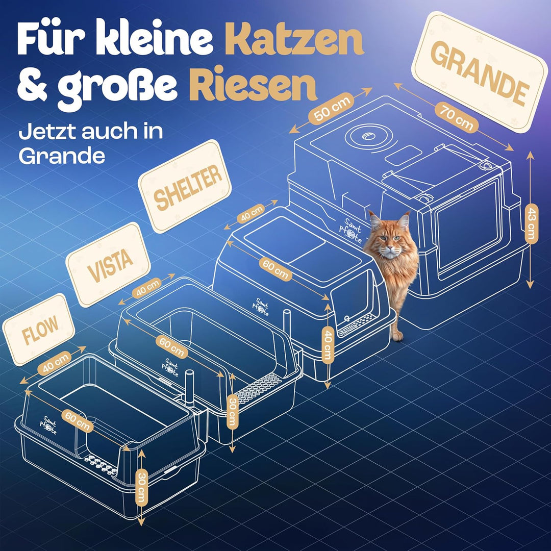 Samtpfote® „Grande“ Edelstahl Katzenklo – XXXL Katzentoilette 70×50 cm, geschlossen oder offen nutzb