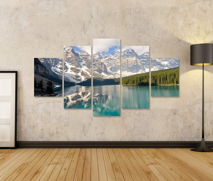 islandburner Bild auf Leinwand Moraine Lake Rocky Mountains Kanada Bilder Wandbilder Poster Leinwand