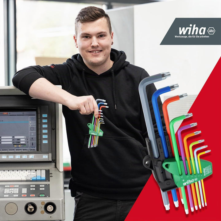 Wiha Stiftschlüssel Set im ProStar Halter I TORX® 9-tlg. farbig leuchtend I Winkelschlüssel Set I TO