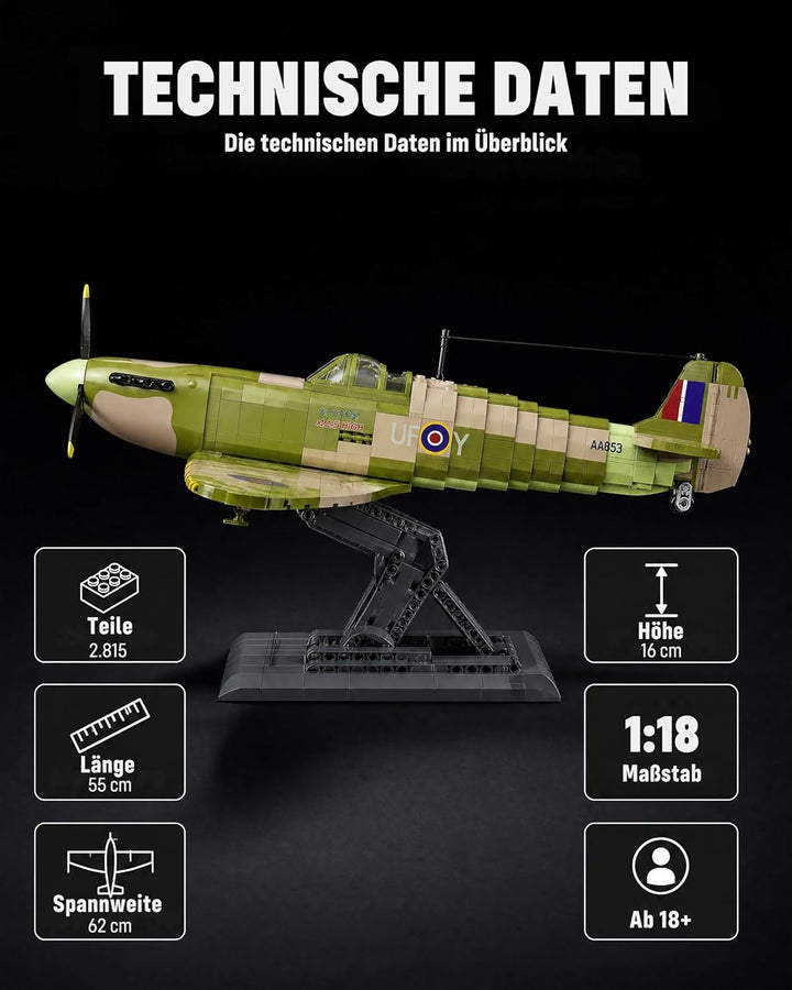 Revell Brick System Iron Maiden Spitfire MK.II Aces High | Klemmbaustein Set 1:18 mit 2802 Teilen |