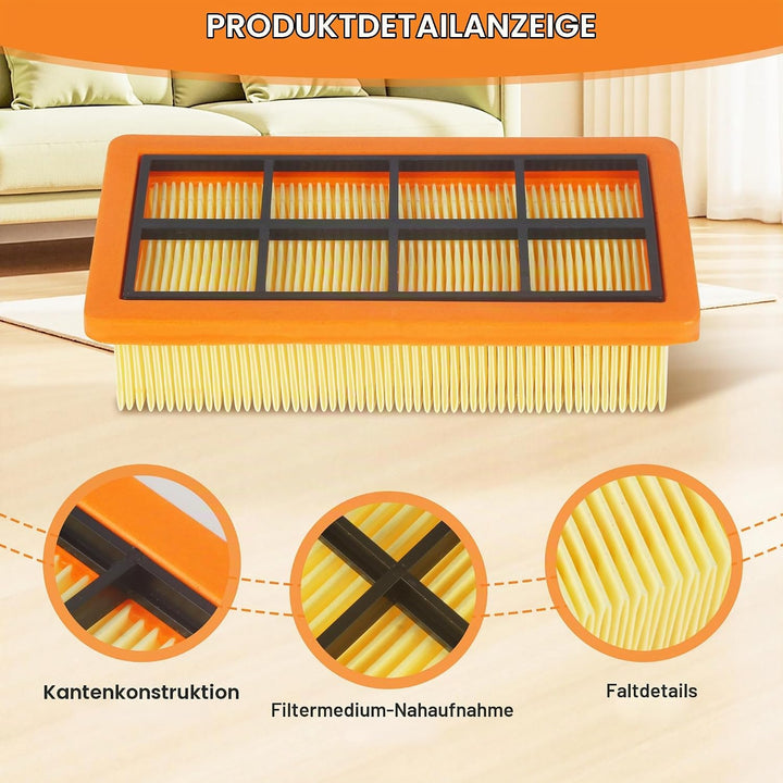 3 Stück Flachfaltenfilter KFI 7420 für Kärcher Asche- und Trockensauger AD 2, AD 2 Battery, AD 4 Pre