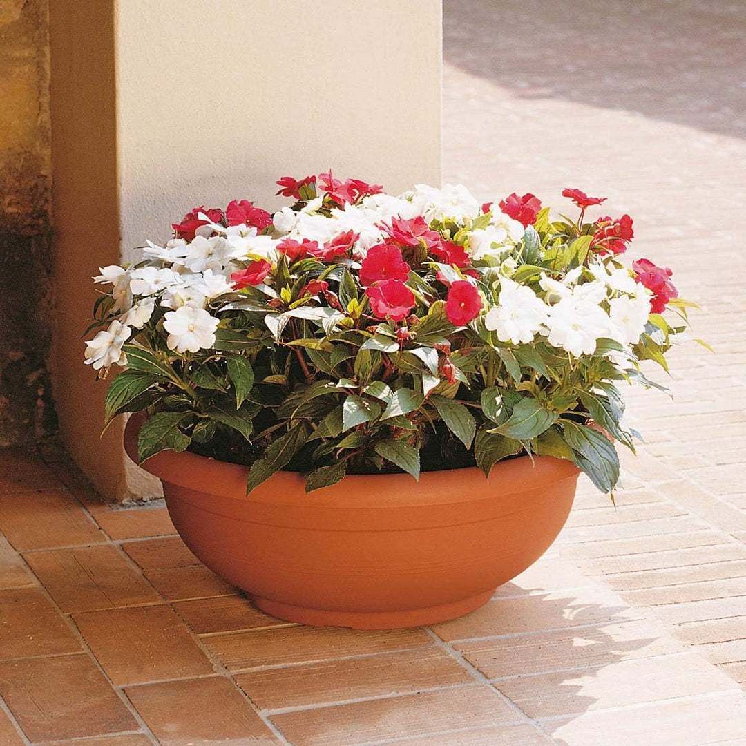 Euro3Plast Olimpo Blumenschale mit Untersetzer in rund 70 cm Ø Farbe terrakotta aus Kunststoff 13631