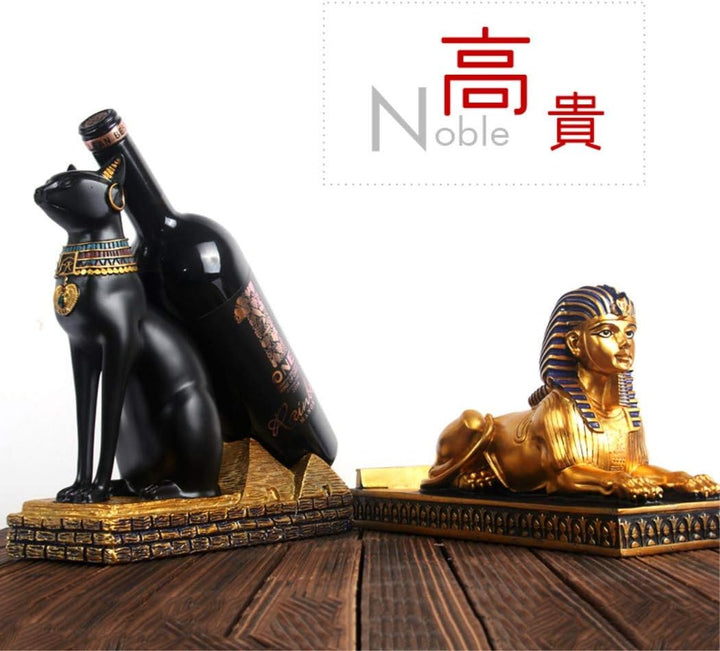 Fantasee Weinregalhalter, altägyptische Gottheit, Bastet, Weinflaschenständer, hochwertiges Harzmate