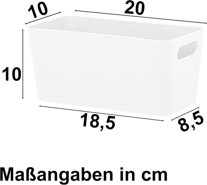 3x Ordnungsbox - 10 cm hoch - WEIss - 20x10x10cm - 1,4 Liter - Schubladenorganizer Ordnungskorb Schu